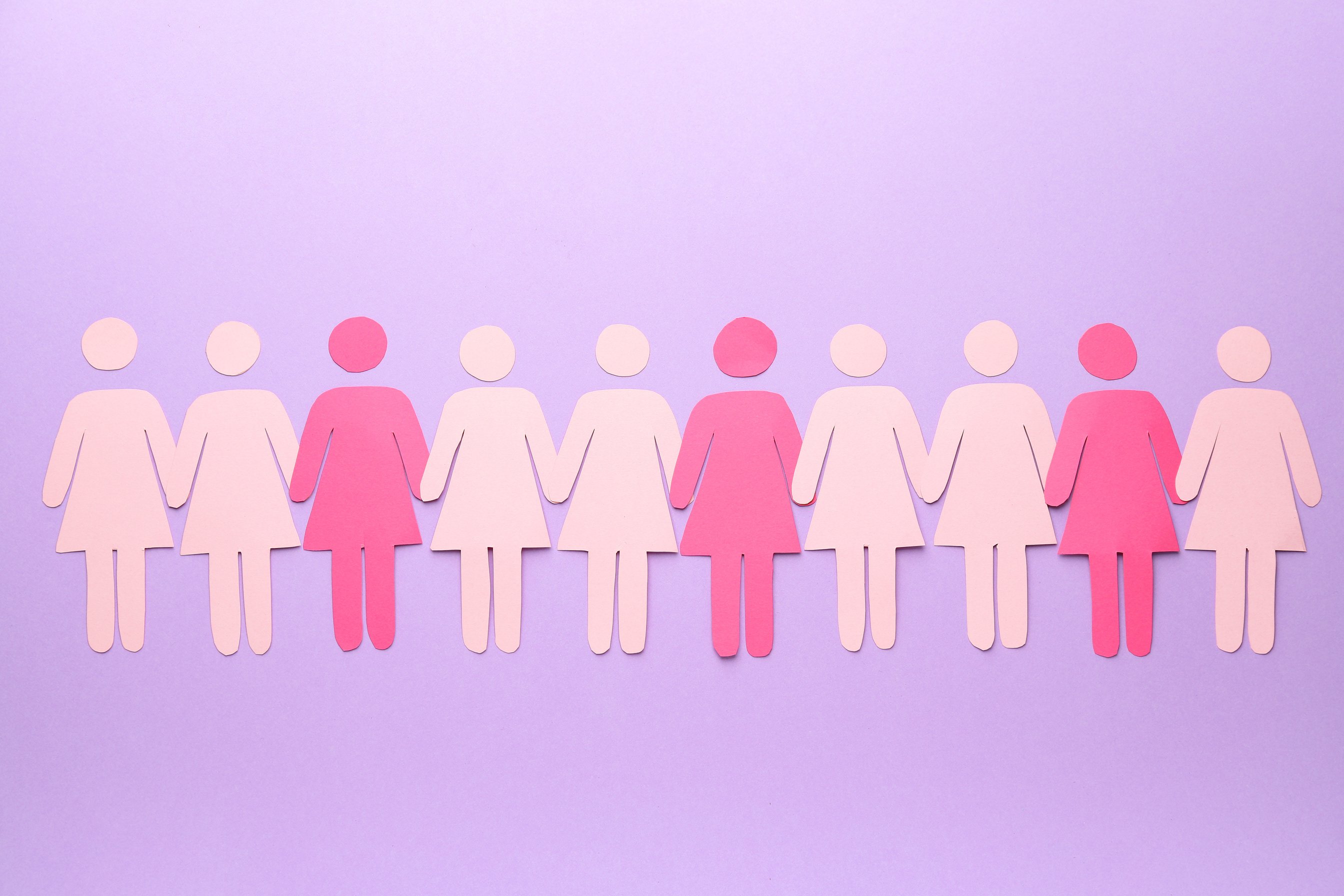 Many Female Figures on Color Background